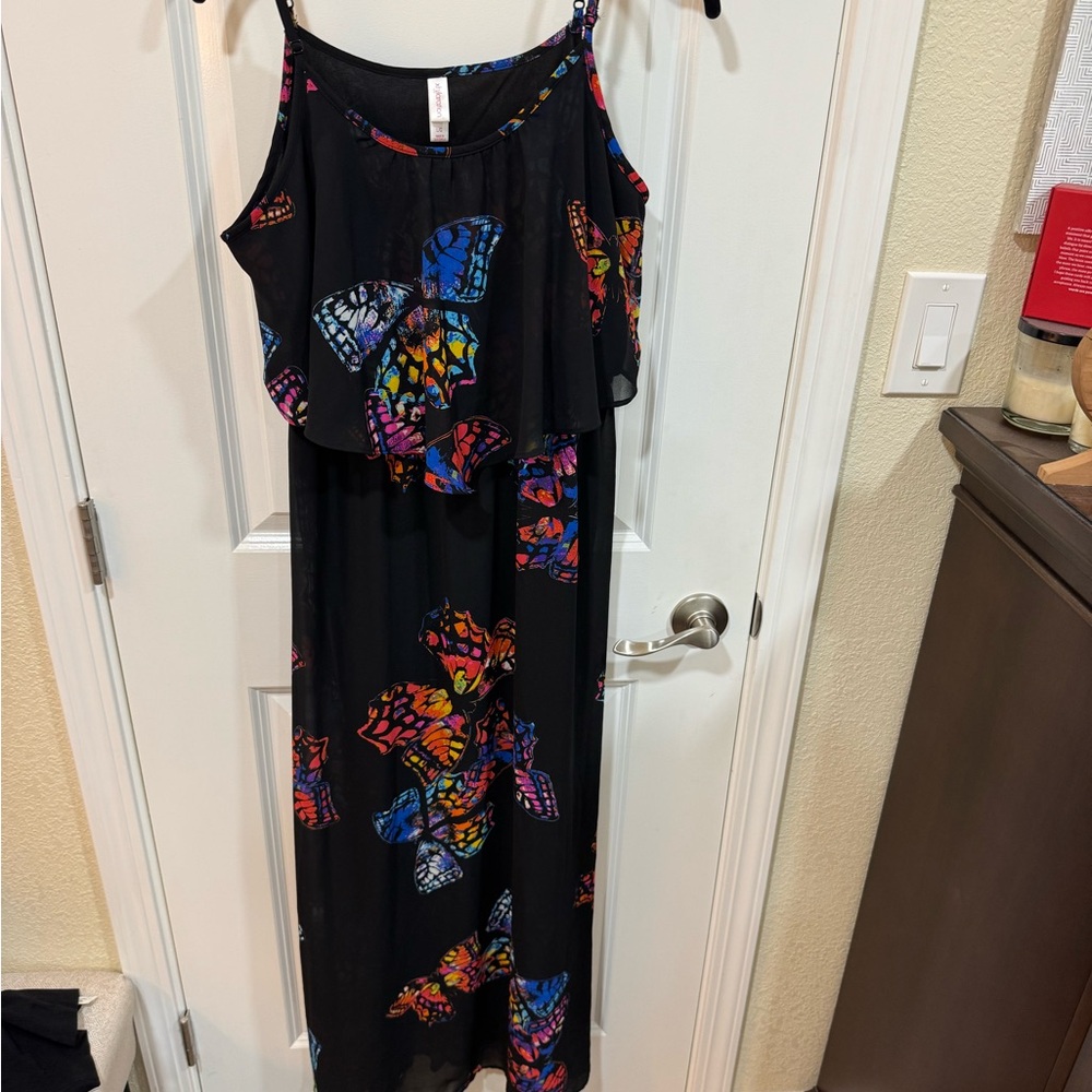 Xhilaration Black Dress with Vibrant Accents